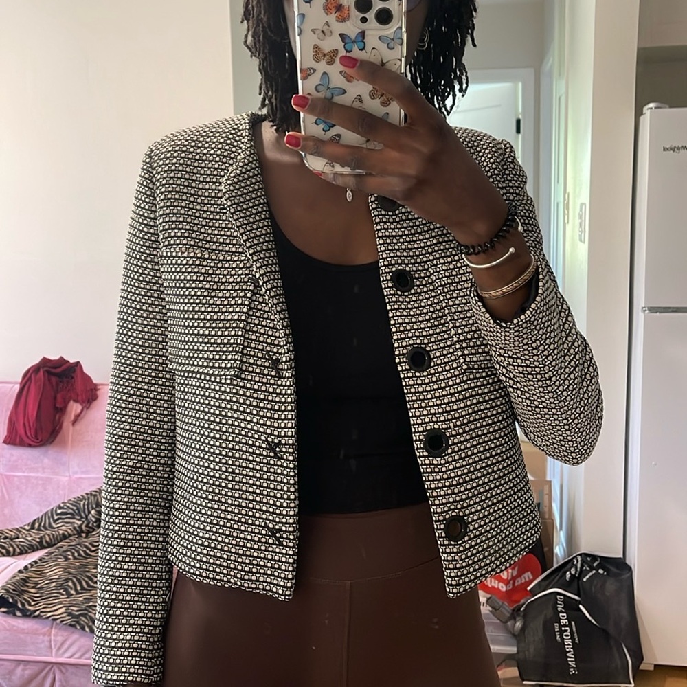 SANDRO PARIS TWEED HOUNDSTOOTH JACKET